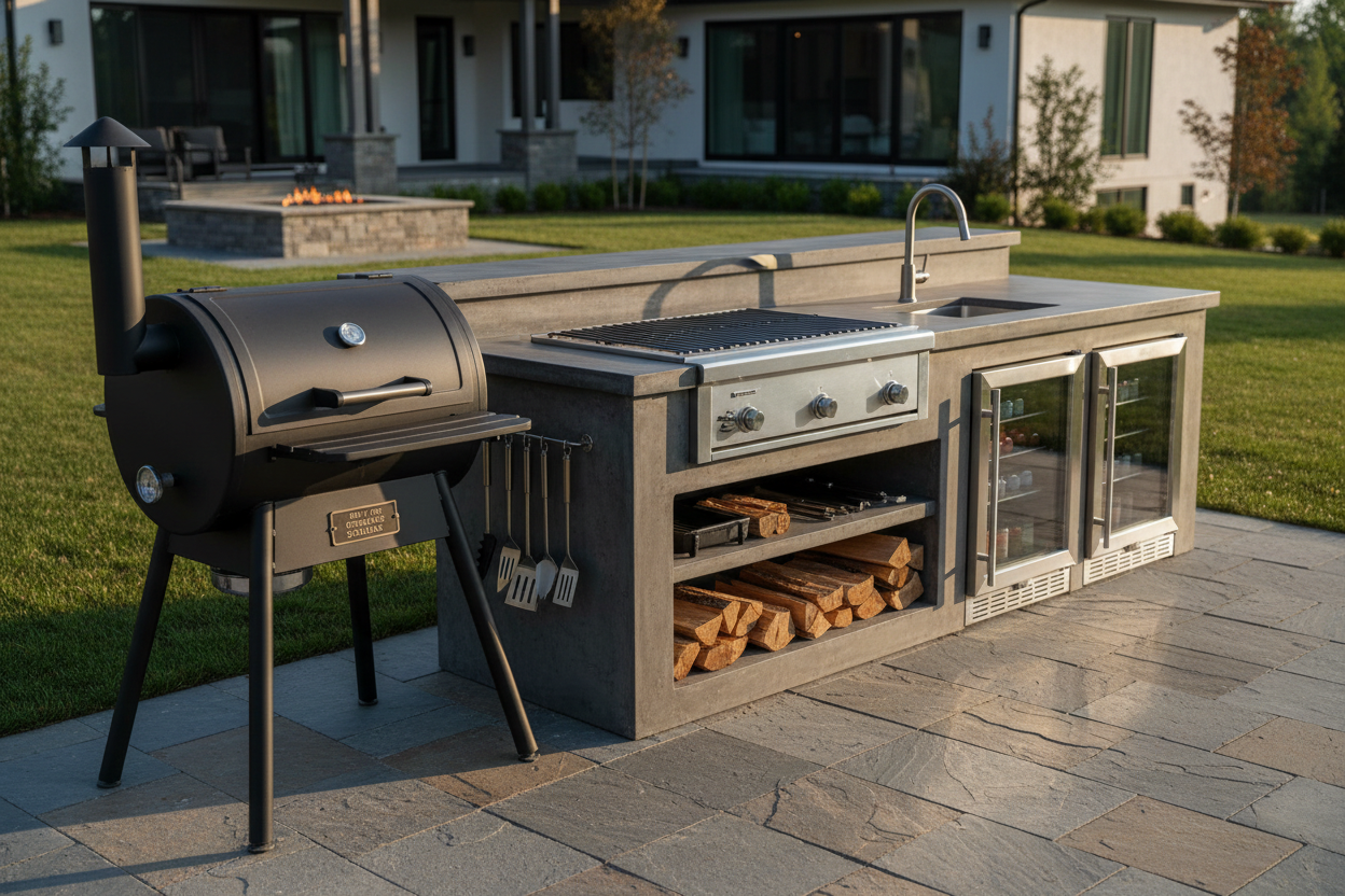 Slideshow Image 2 - Smoker + Outdoor Kitchen Island